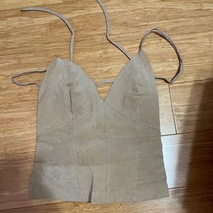 Vintage leather tie back top